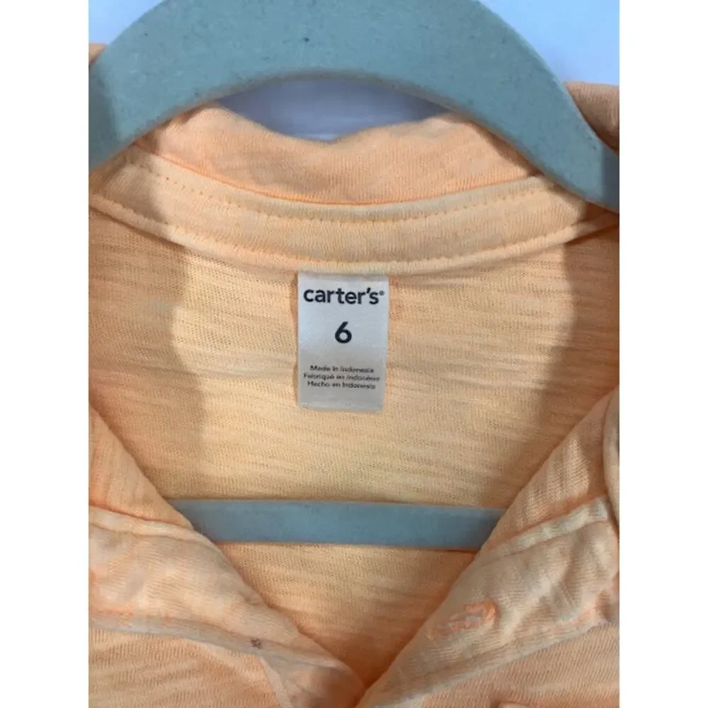 Carters Boy's Peach Orange Short Sleeve Polo Shirt Kids Youth Size 6